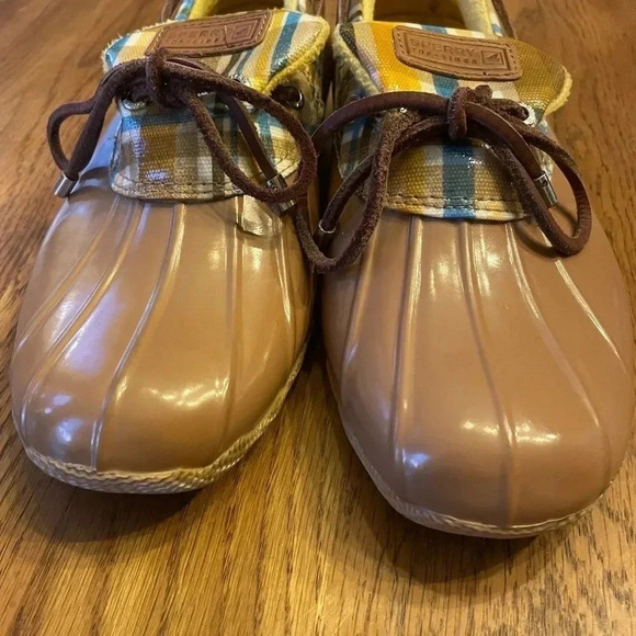 SPERRY for J.Crew Top-Sider Plaid Rubber Leather Duck Boots J10-CH373 Size Bin A - Picture 4 of 8